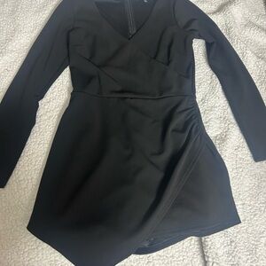 Lulu's Classic Black Long Sleeve Skort/Romper